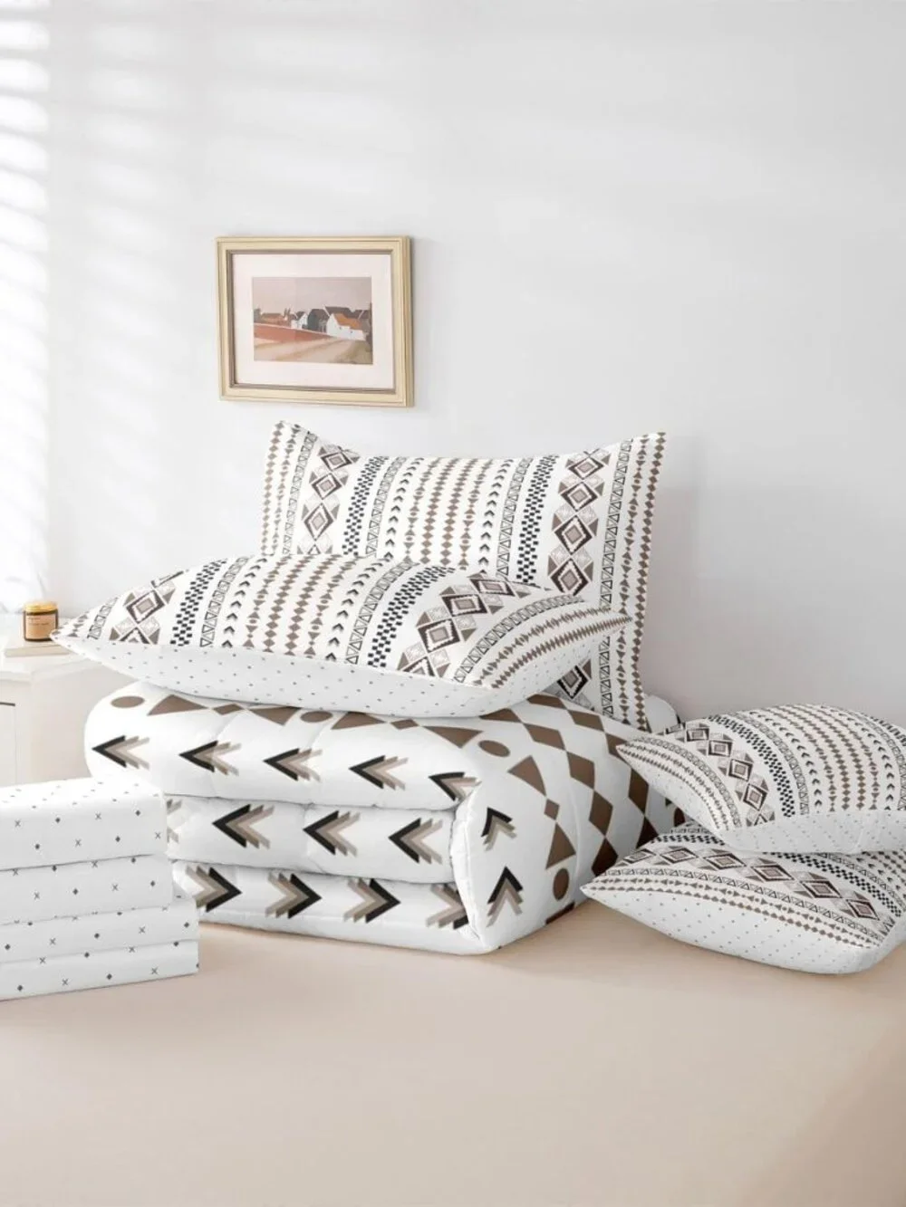 Boho 7 Piece Bedding Set Queen Size Country Western Comforter Set for Teens Kids